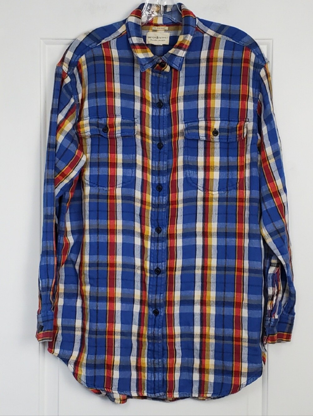 Denim & Supply Ralph Lauren Womens Flannel Plaid RL Big Shirt - Size M - EUC